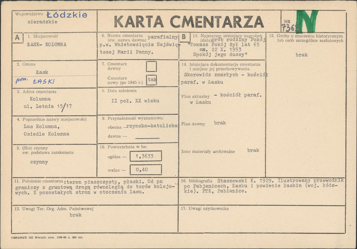 Karta cmentarza, skan nr 1