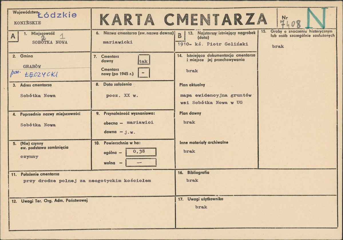 Karta cmentarza, skan nr 1