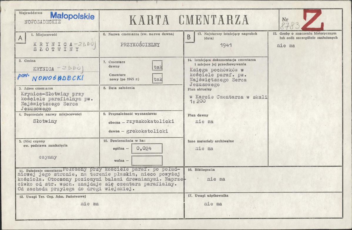 Karta cmentarza, skan nr 1
