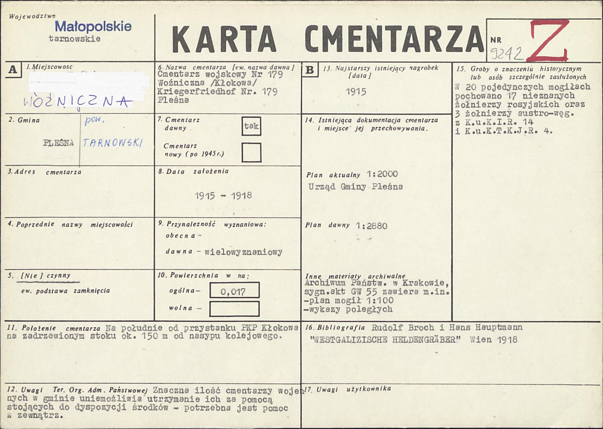 Karta cmentarza, skan nr 1