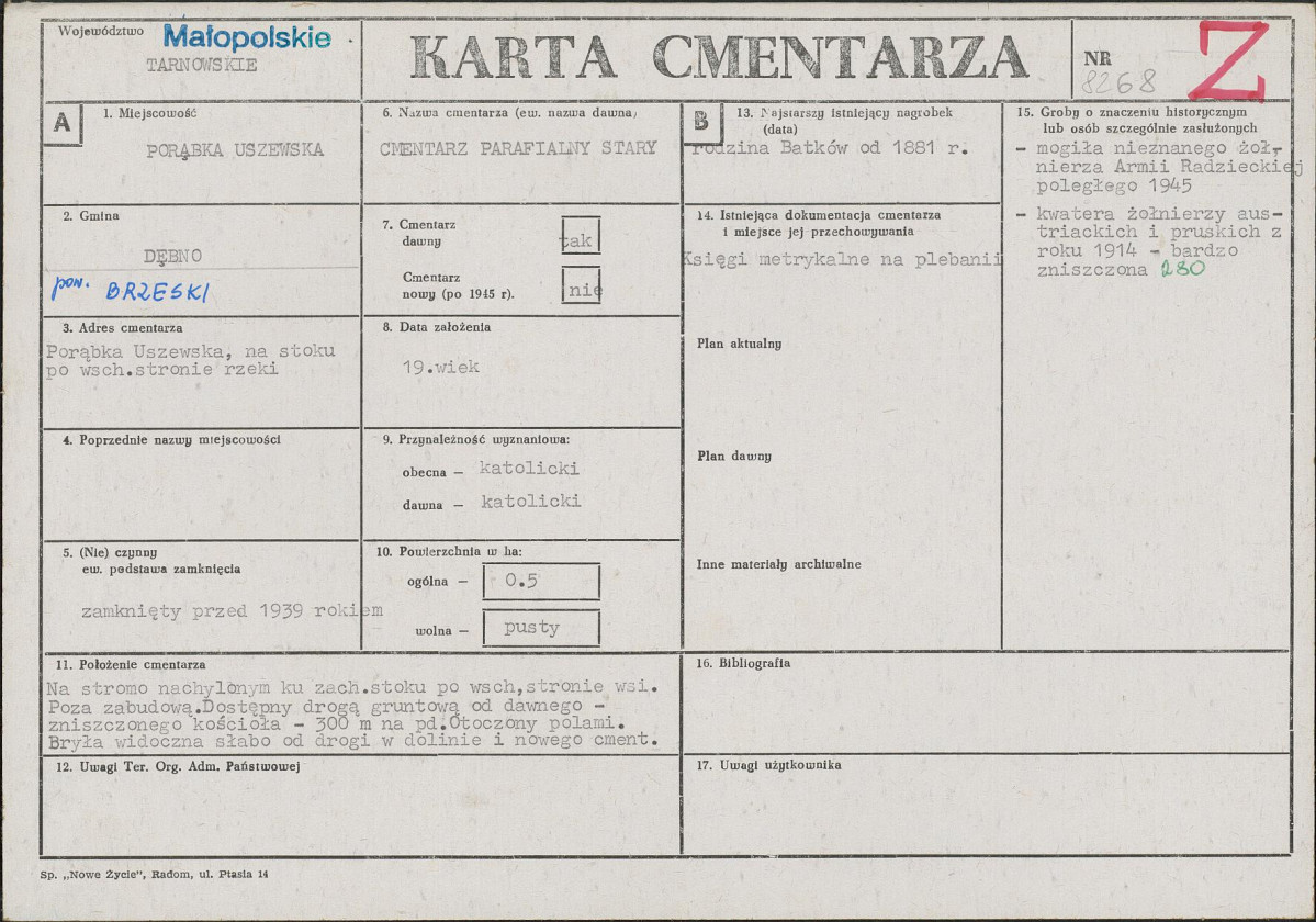 Karta cmentarza, skan nr 1