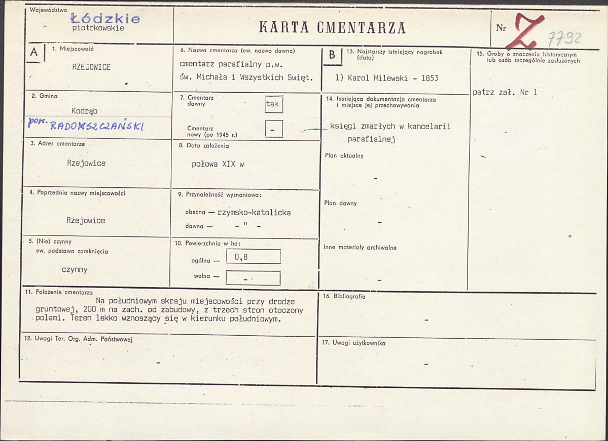 Karta cmentarza, skan nr 1