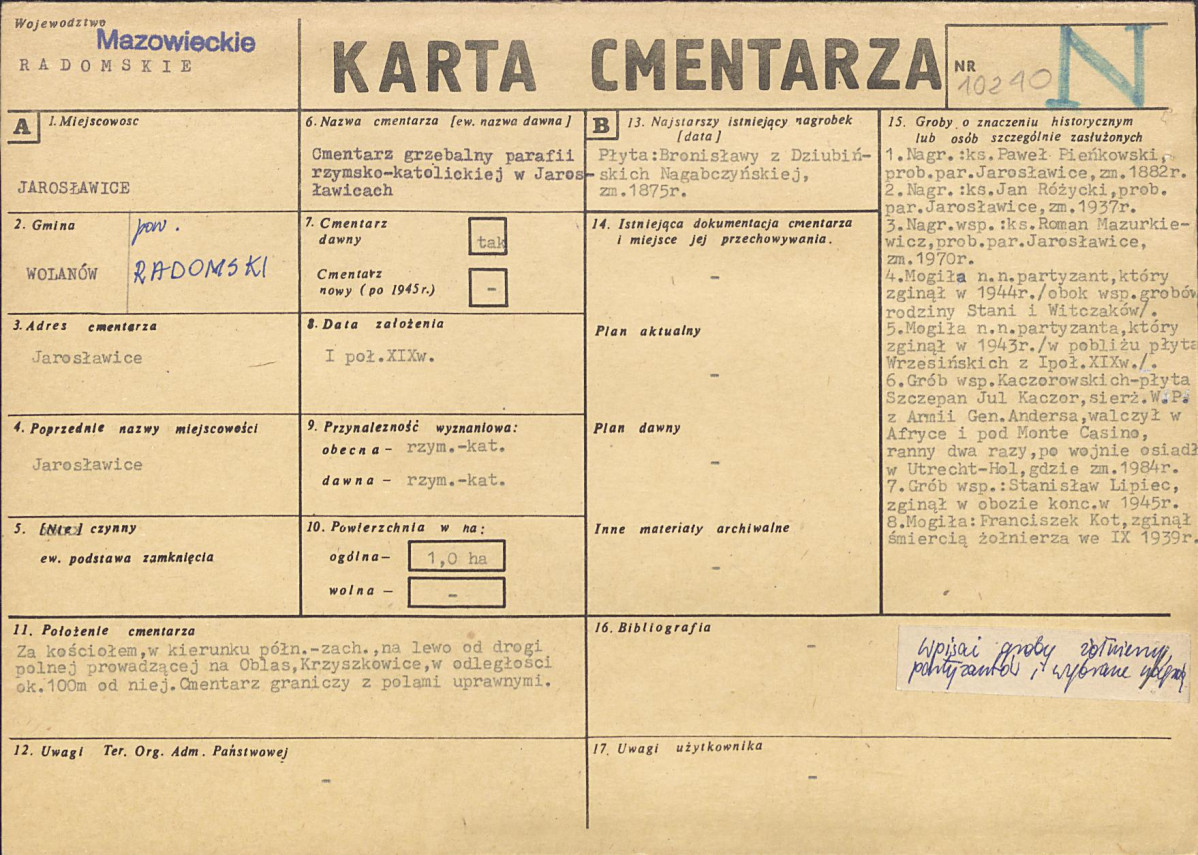 Karta cmentarza, skan nr 1