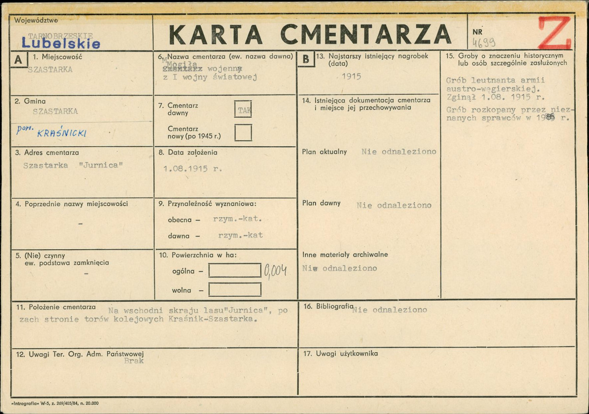 KC - Karta cmentarza, skan nr 1