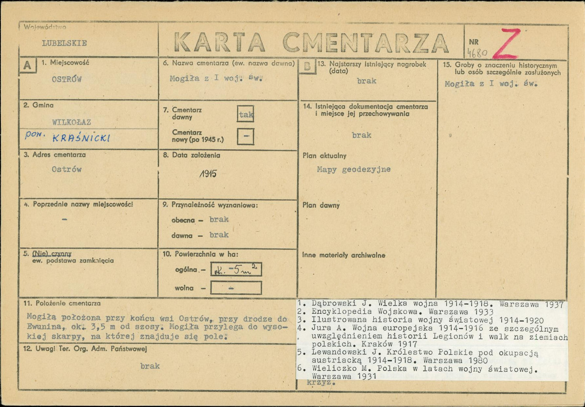 KC - Karta cmentarza, skan nr 1