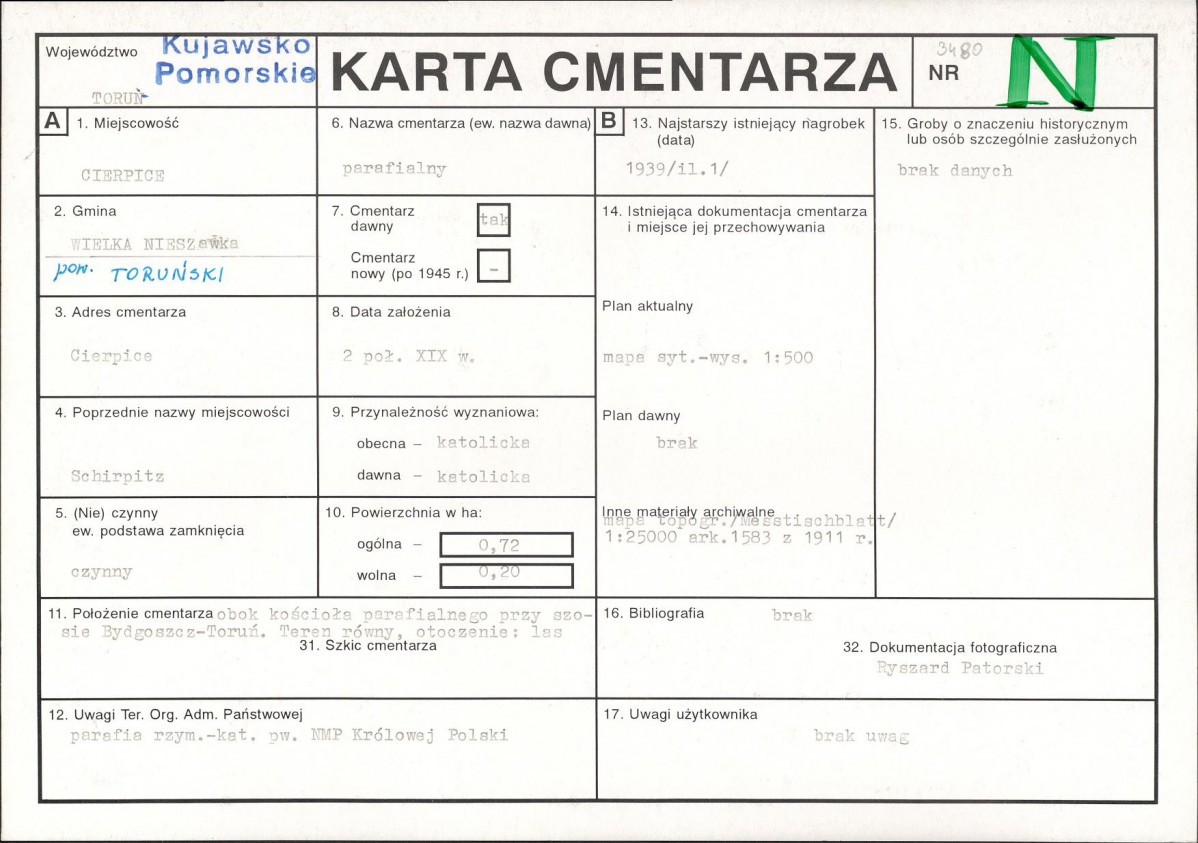 KC - Karta cmentarza, skan nr 1
