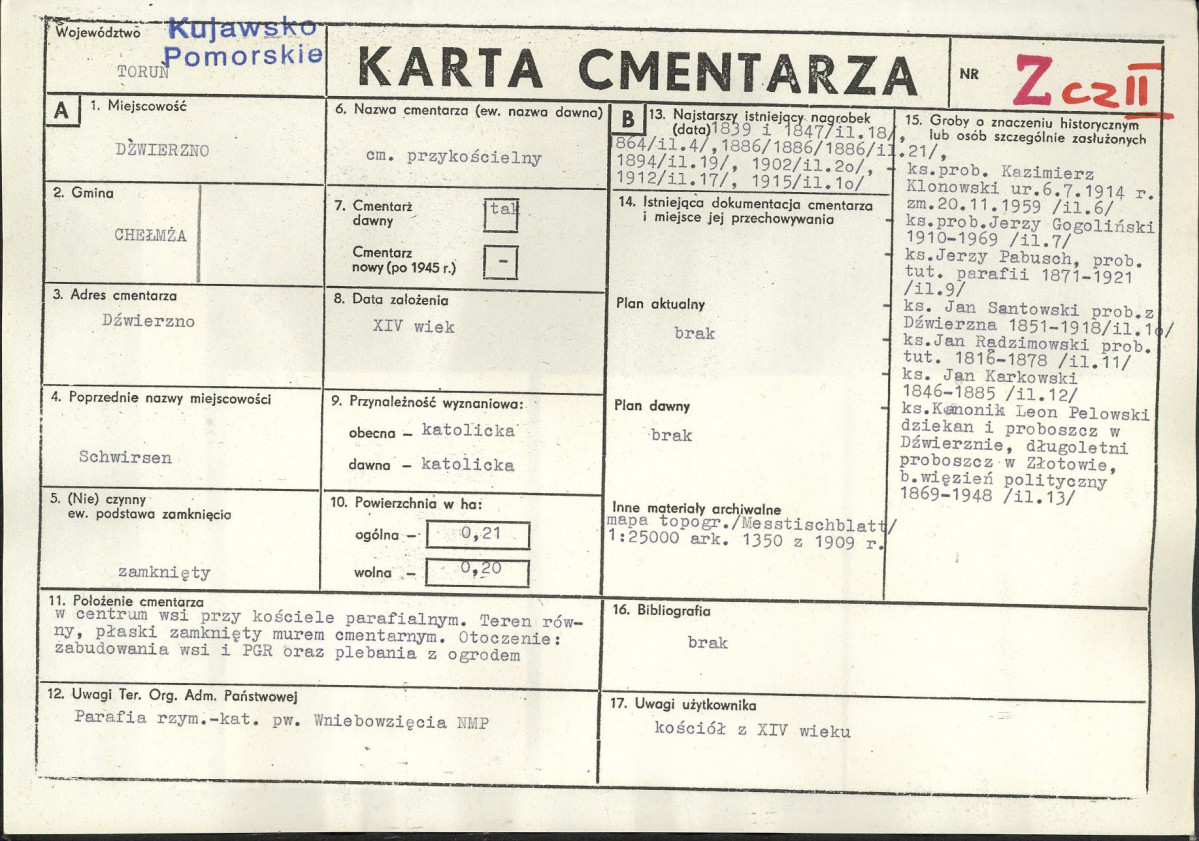 KC - Karta cmentarza, skan nr 1
