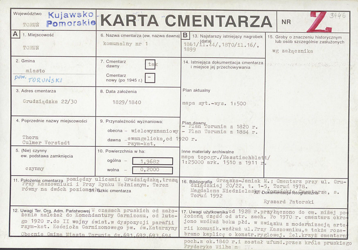 Karta cmentarza, skan nr 1