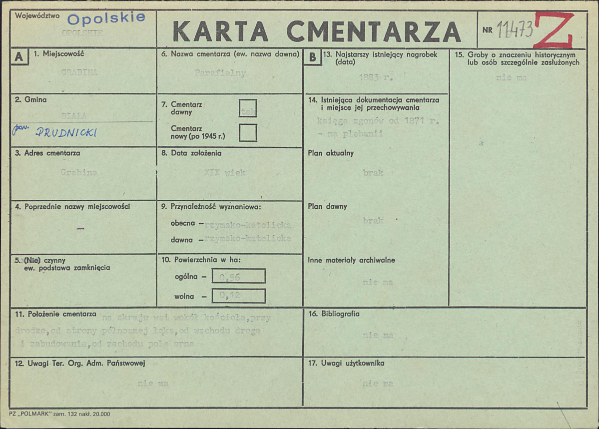 KC - Karta cmentarza, skan nr 1