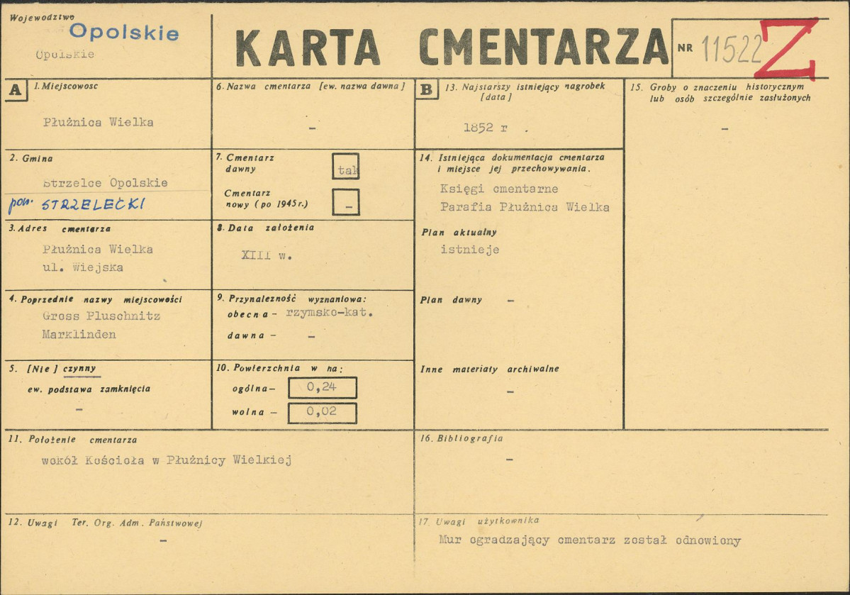 KC - Karta cmentarza, skan nr 1