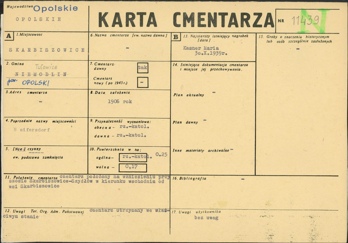 KC - Karta cmentarza, skan nr 1