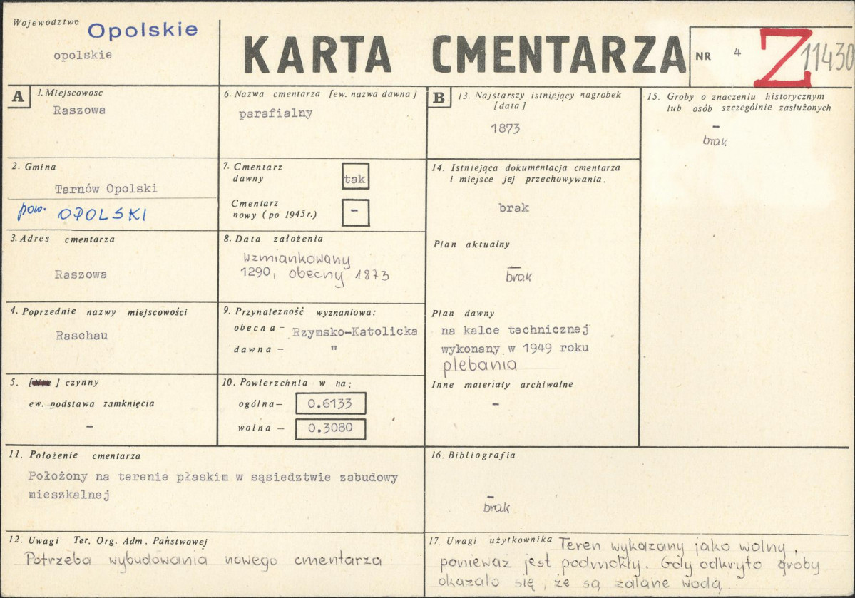 KC - Karta cmentarza, skan nr 1