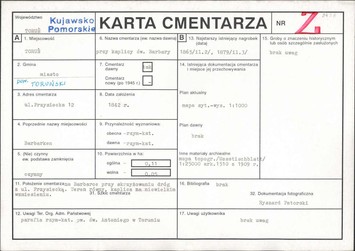 Karta cmentarza, skan nr 1