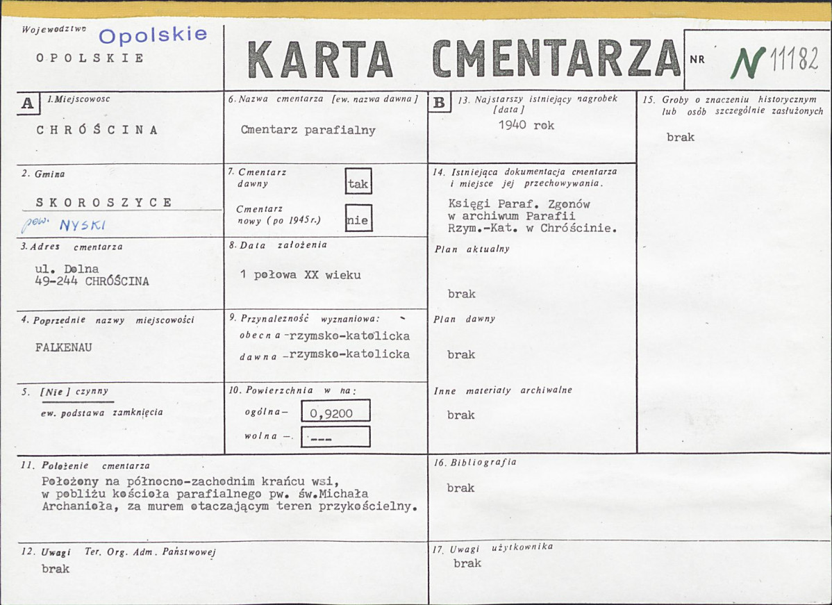 KC - Karta cmentarza, skan nr 1