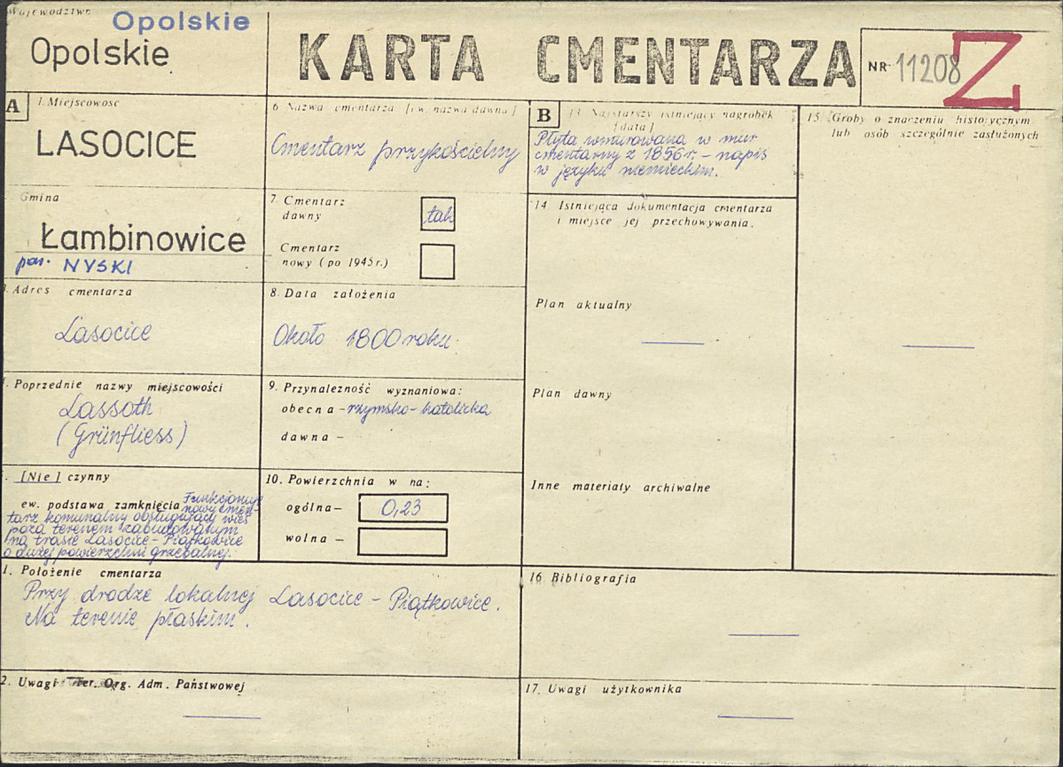 KC - Karta cmentarza, skan nr 1