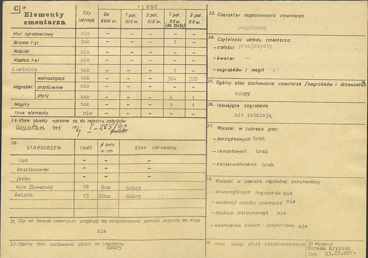 KC - Karta cmentarza, skan nr 2