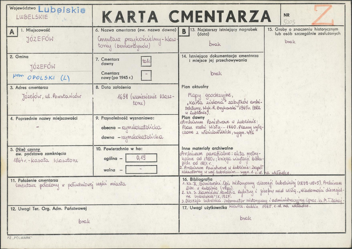 Karta cmentarza, skan nr 1