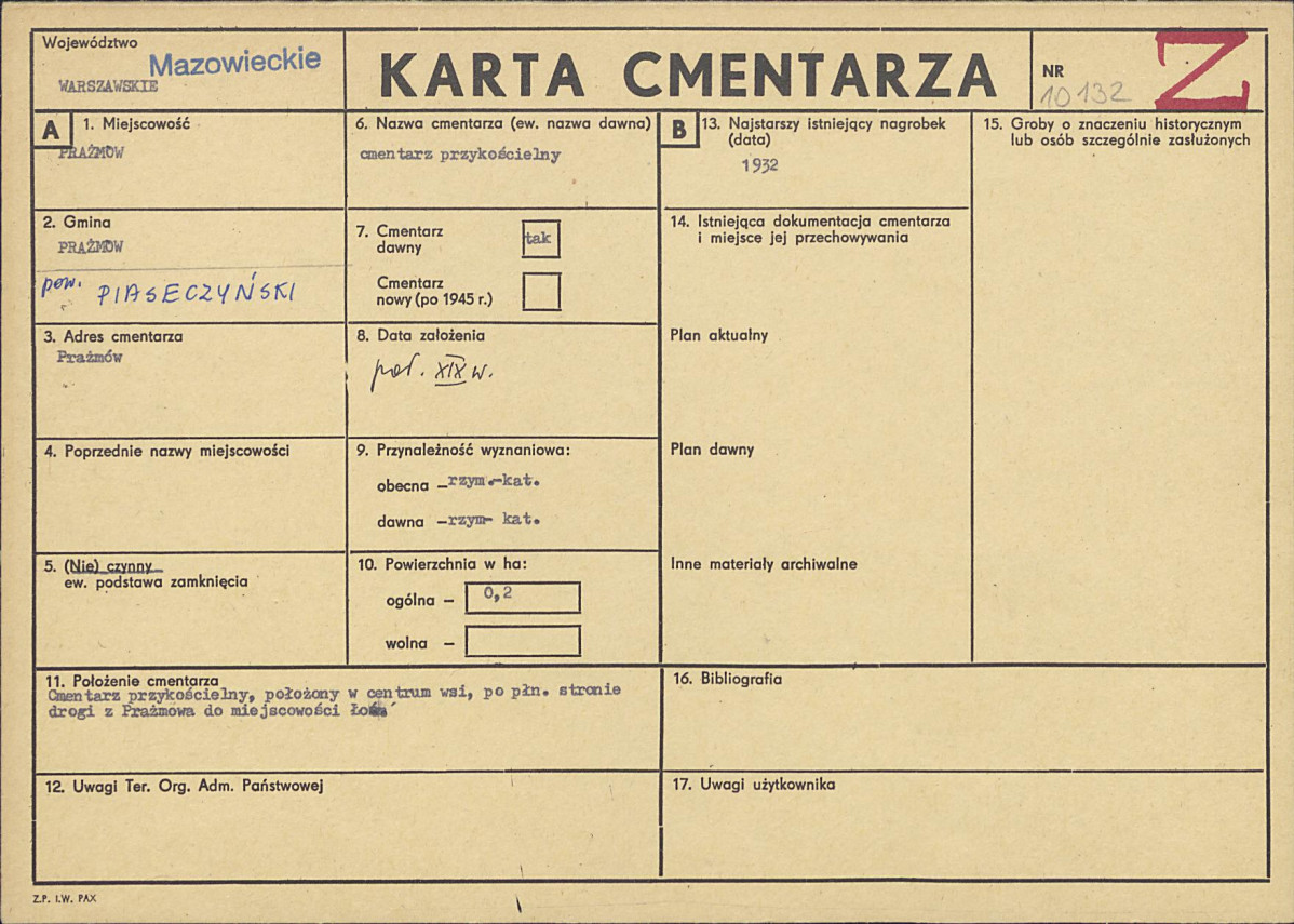 Karta cmentarza, skan nr 1