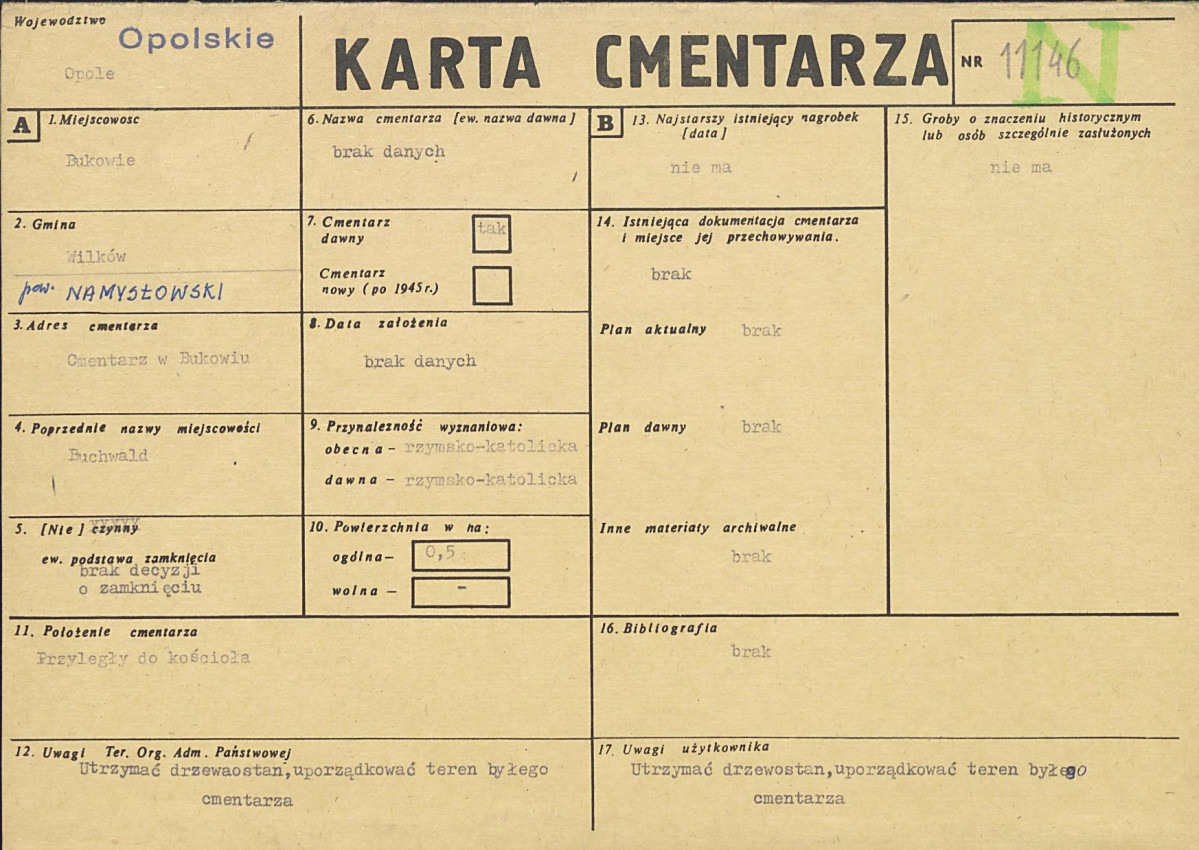 KC - Karta cmentarza, skan nr 1