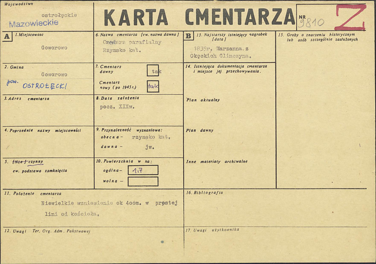 KC - Karta cmentarza, skan nr 1