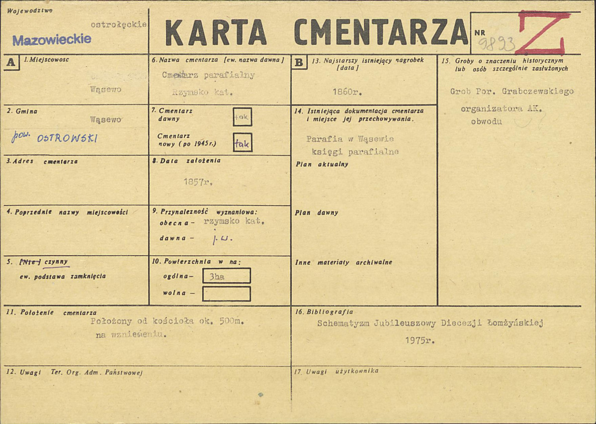 KC - Karta cmentarza, skan nr 1