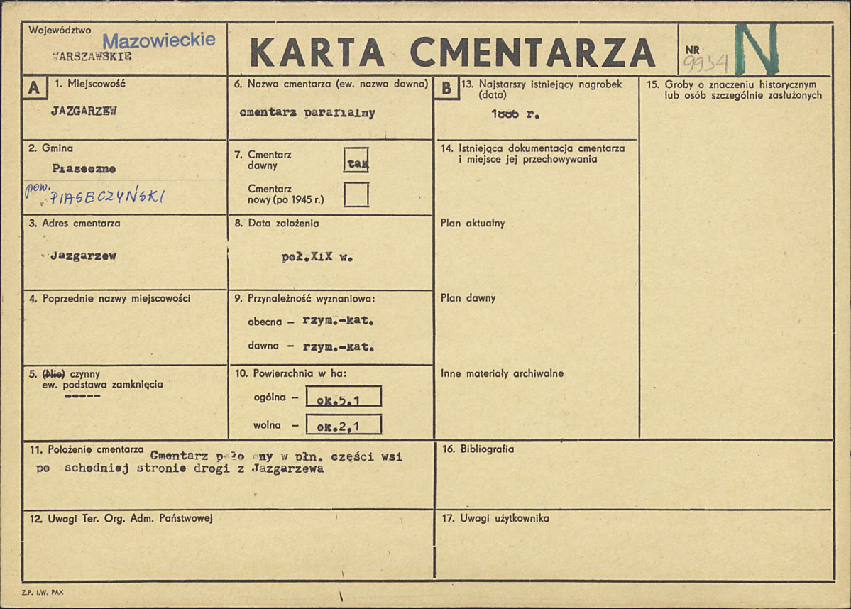 Karta cmentarza, skan nr 1