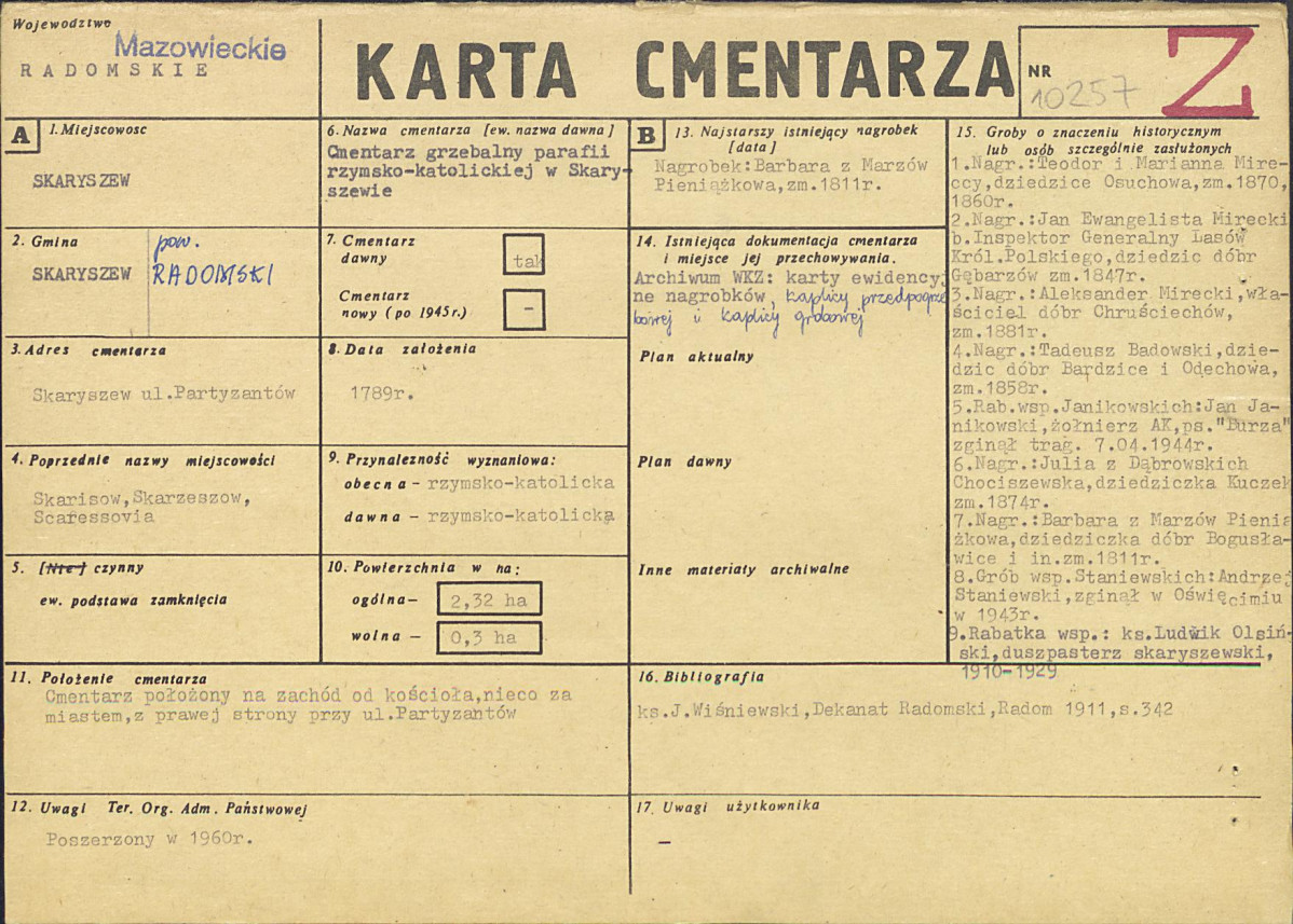Karta cmentarza, skan nr 1