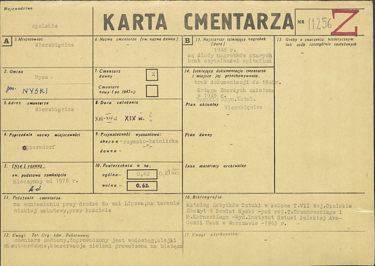 KC - Karta cmentarza, skan nr 1