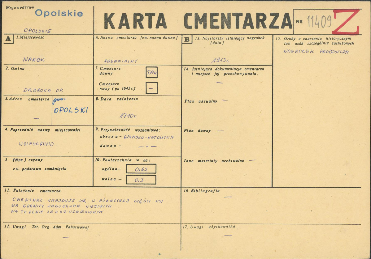 KC - Karta cmentarza, skan nr 1