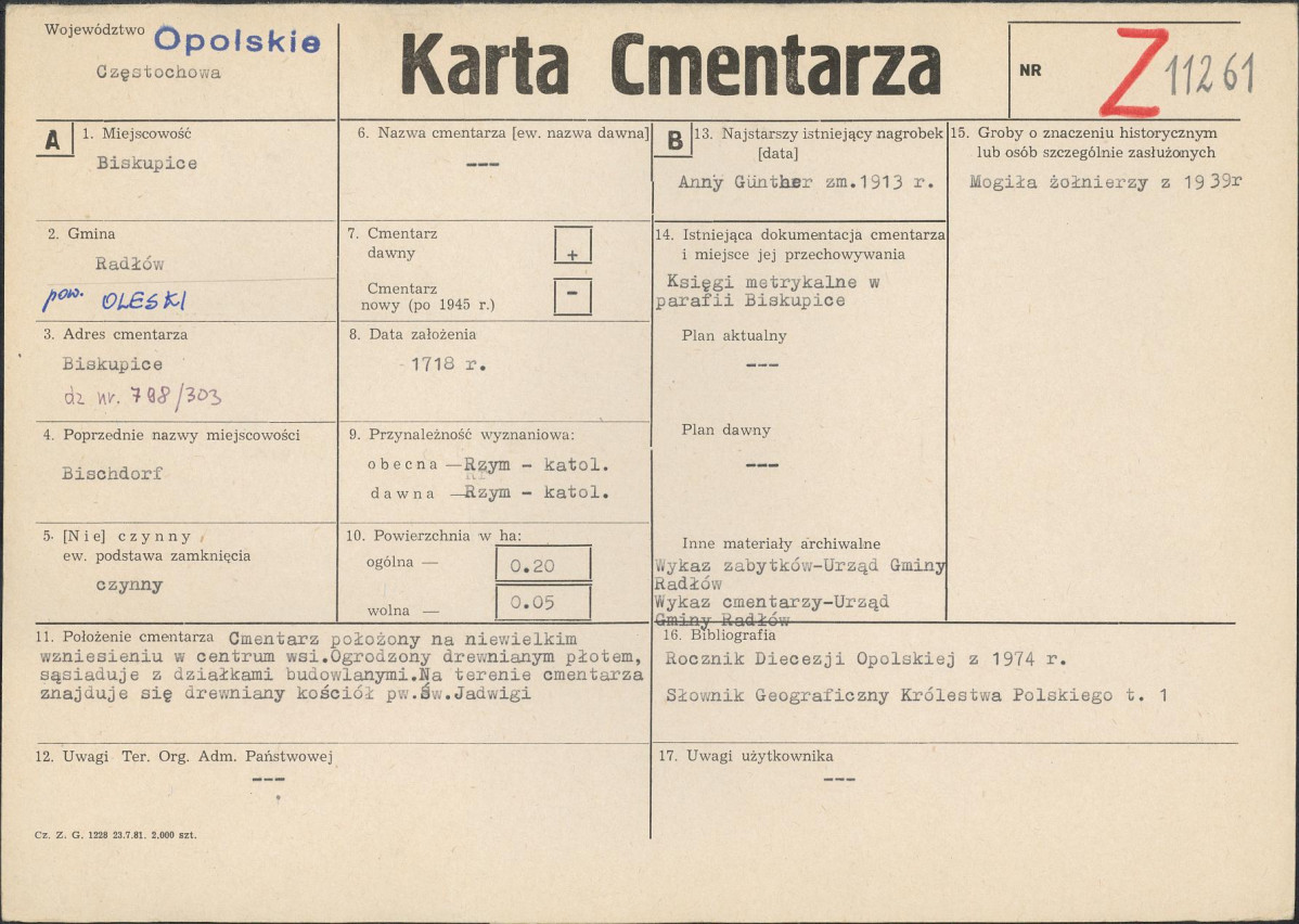 KC - Karta cmentarza, skan nr 1
