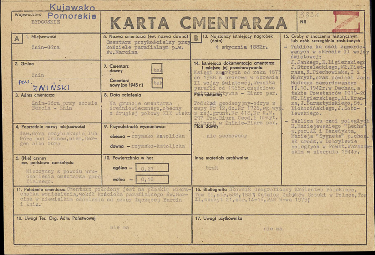 KC - Karta cmentarza, skan nr 1
