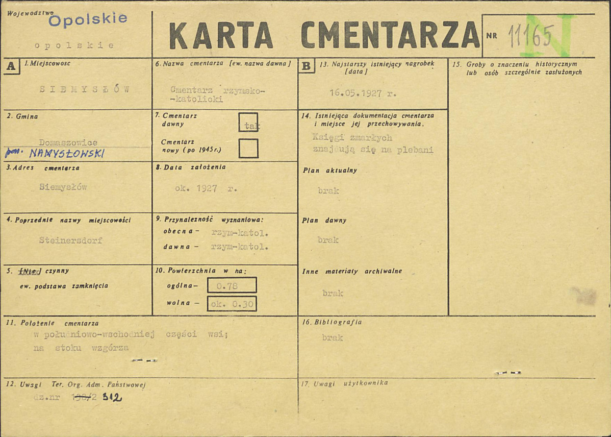 KC - Karta cmentarza, skan nr 1