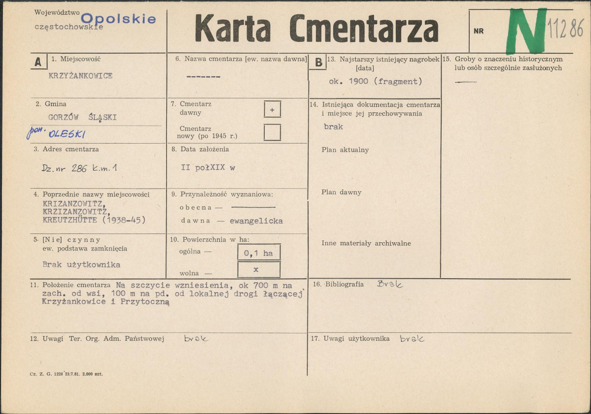 KC - Karta cmentarza, skan nr 1