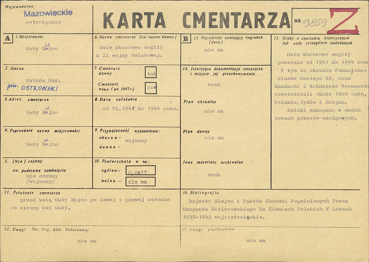 KC - Karta cmentarza, skan nr 1