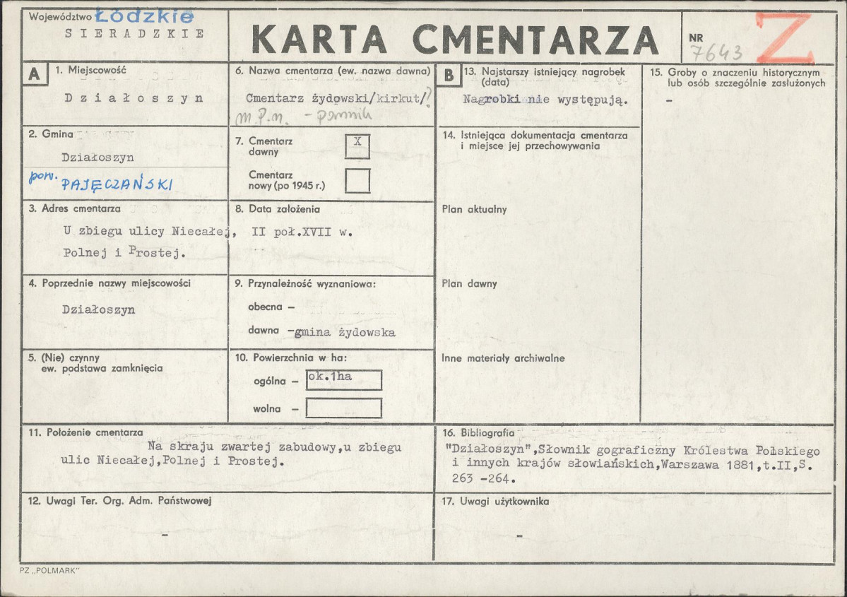 Karta cmentarza, skan nr 1