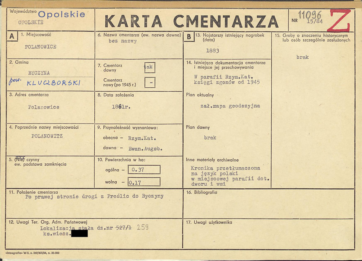 KC - Karta cmentarza, skan nr 1