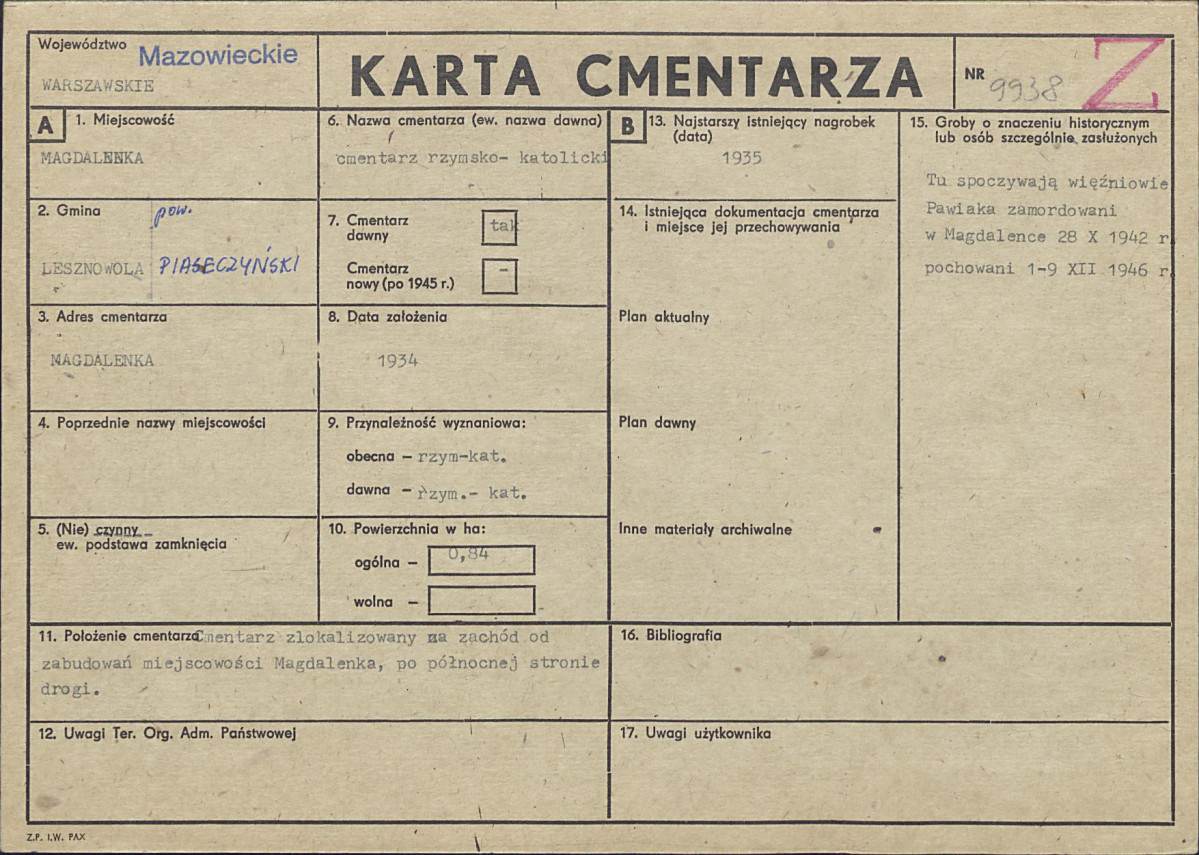 Karta cmentarza, skan nr 1