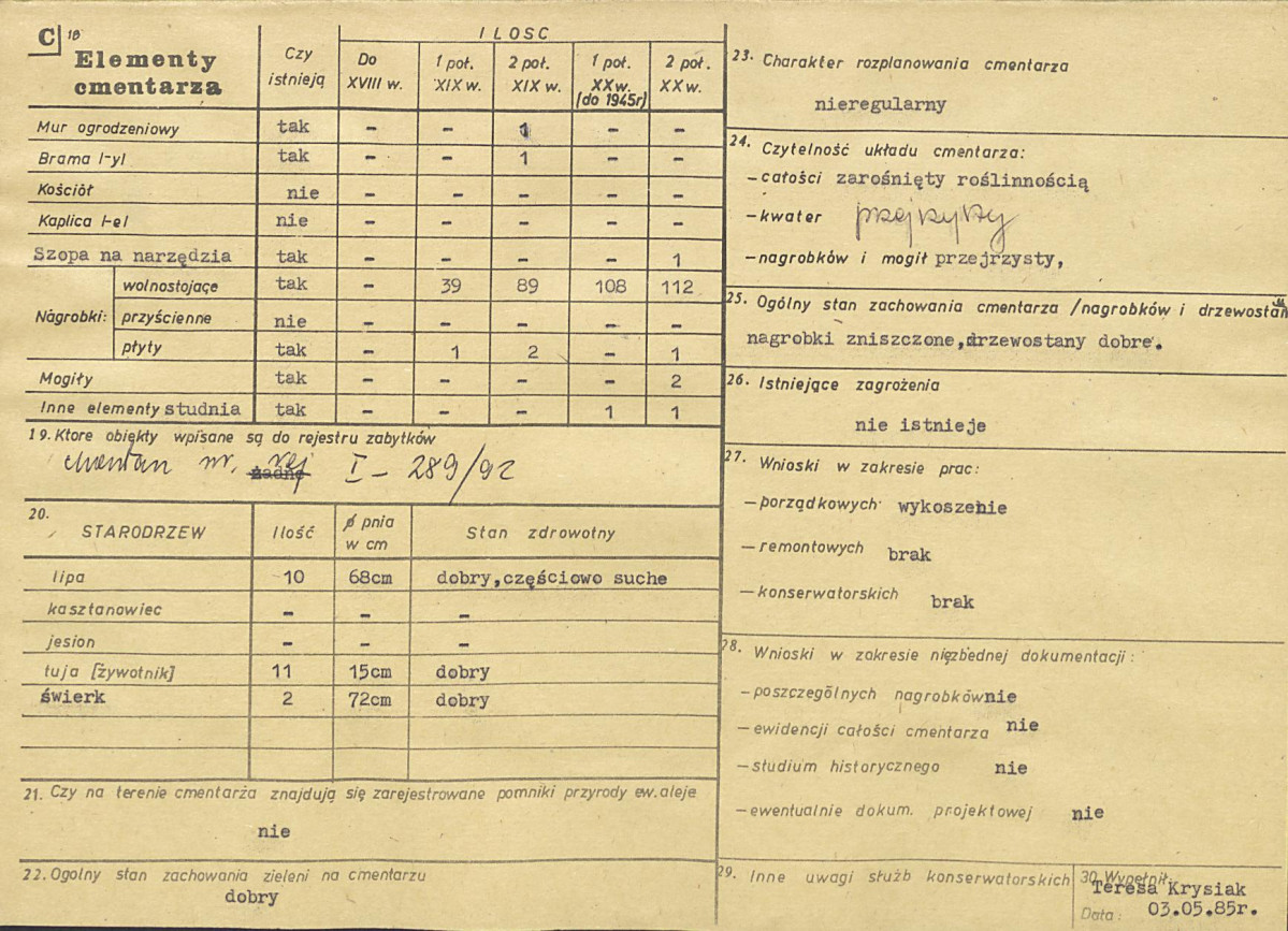 Karta cmentarza, skan nr 2