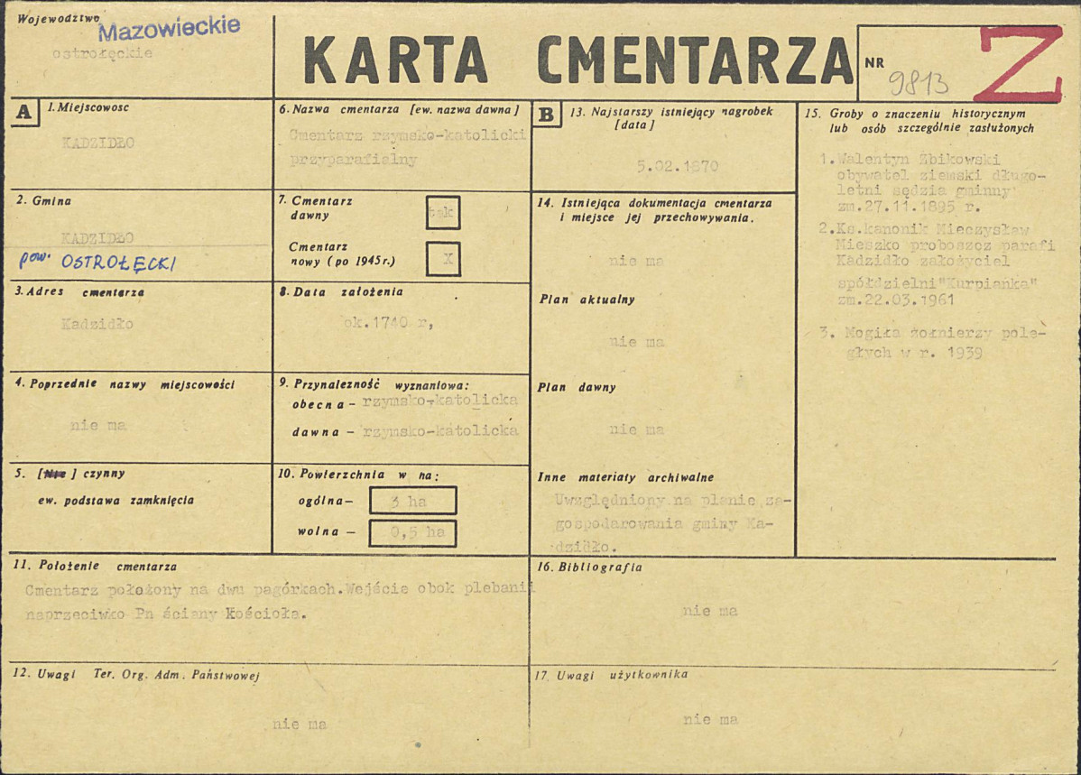 KC - Karta cmentarza, skan nr 1