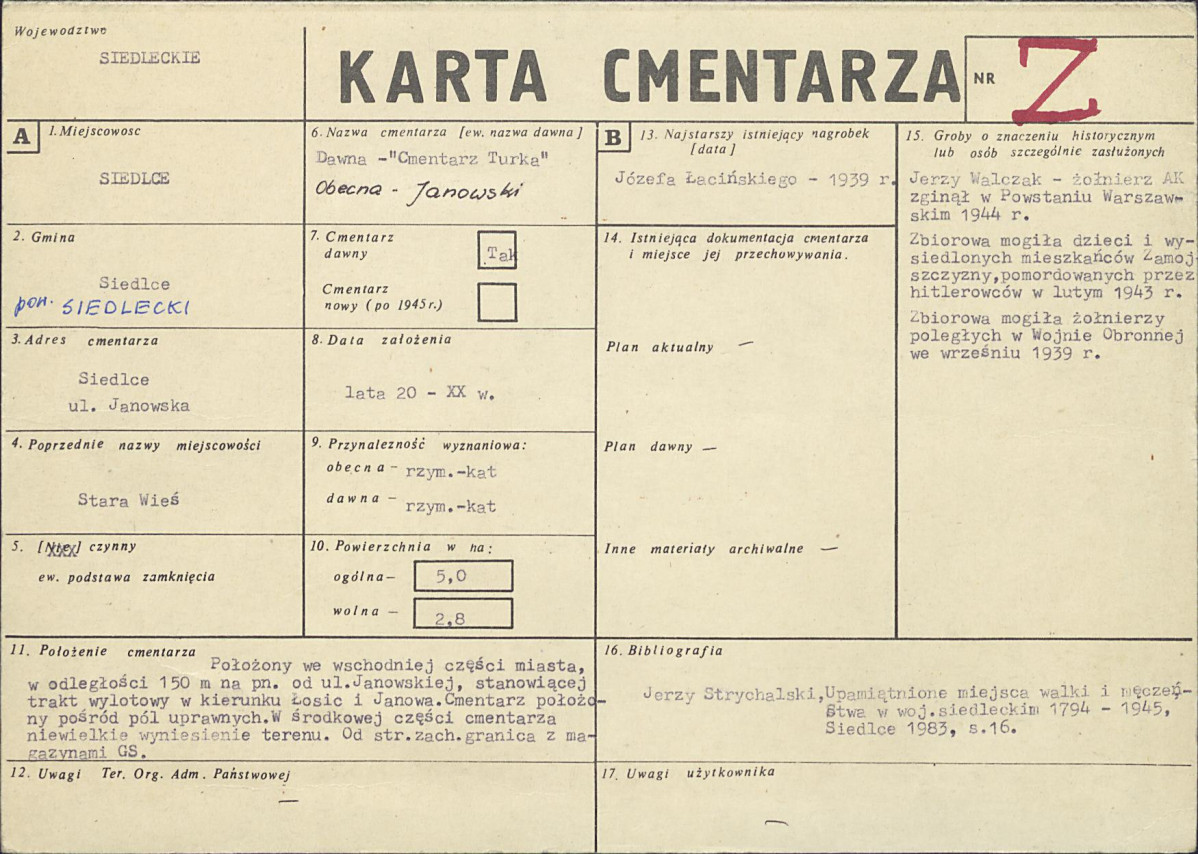 KC - Karta cmentarza, skan nr 1