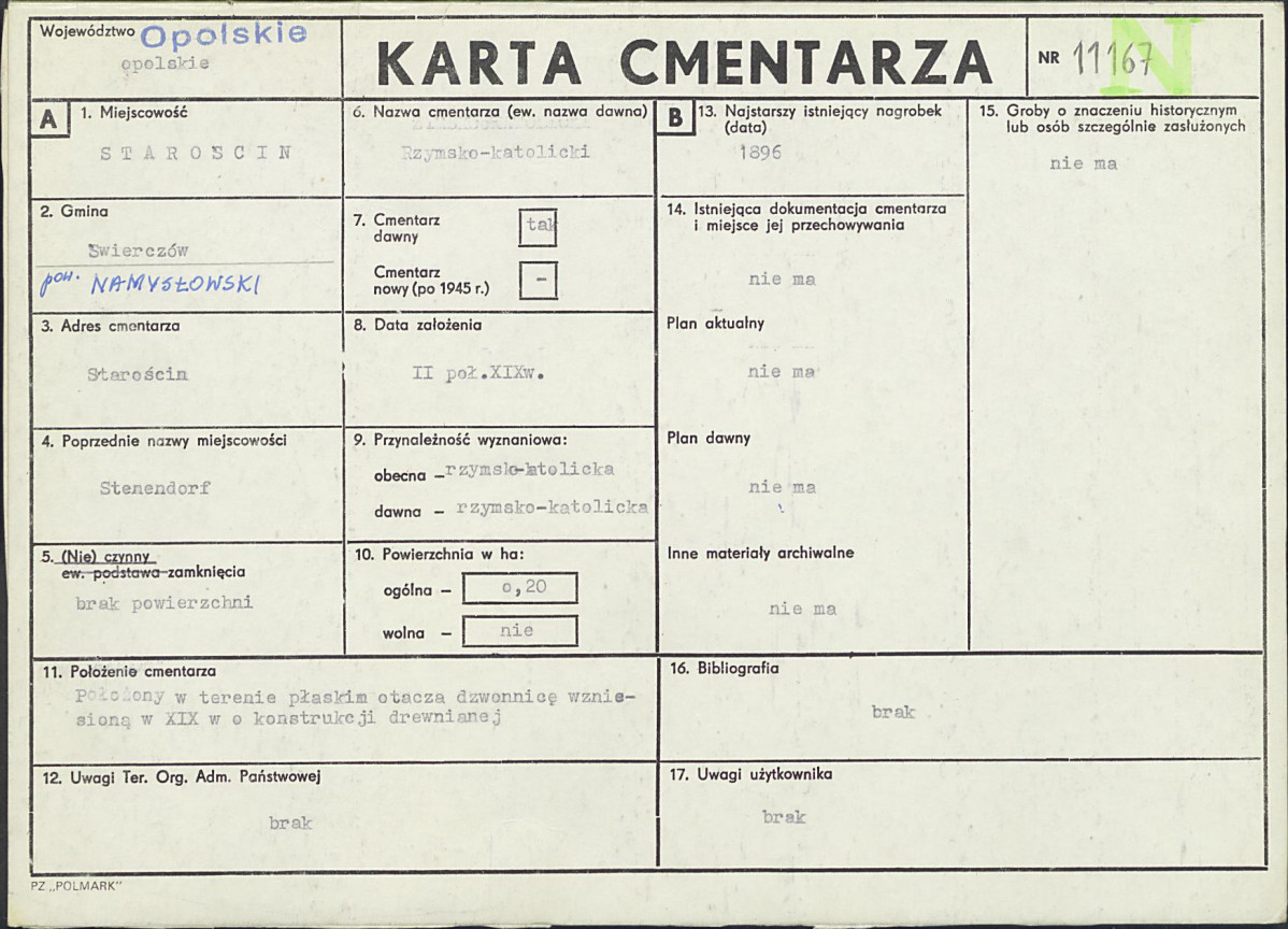 KC - Karta cmentarza, skan nr 1