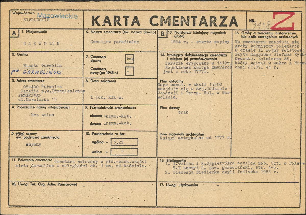 Karta cmentarza, skan nr 1