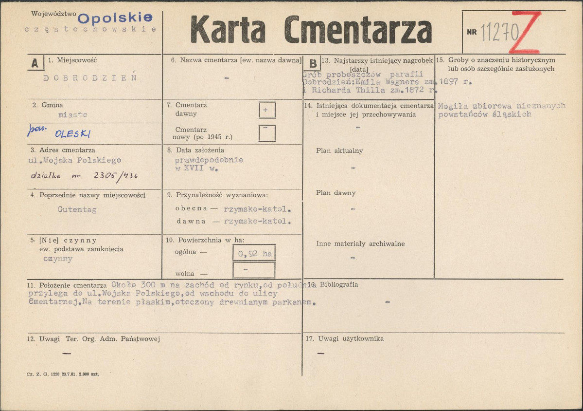 KC - Karta cmentarza, skan nr 1