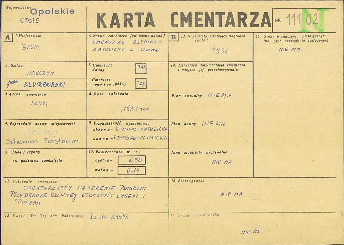 KC - Karta cmentarza, skan nr 1