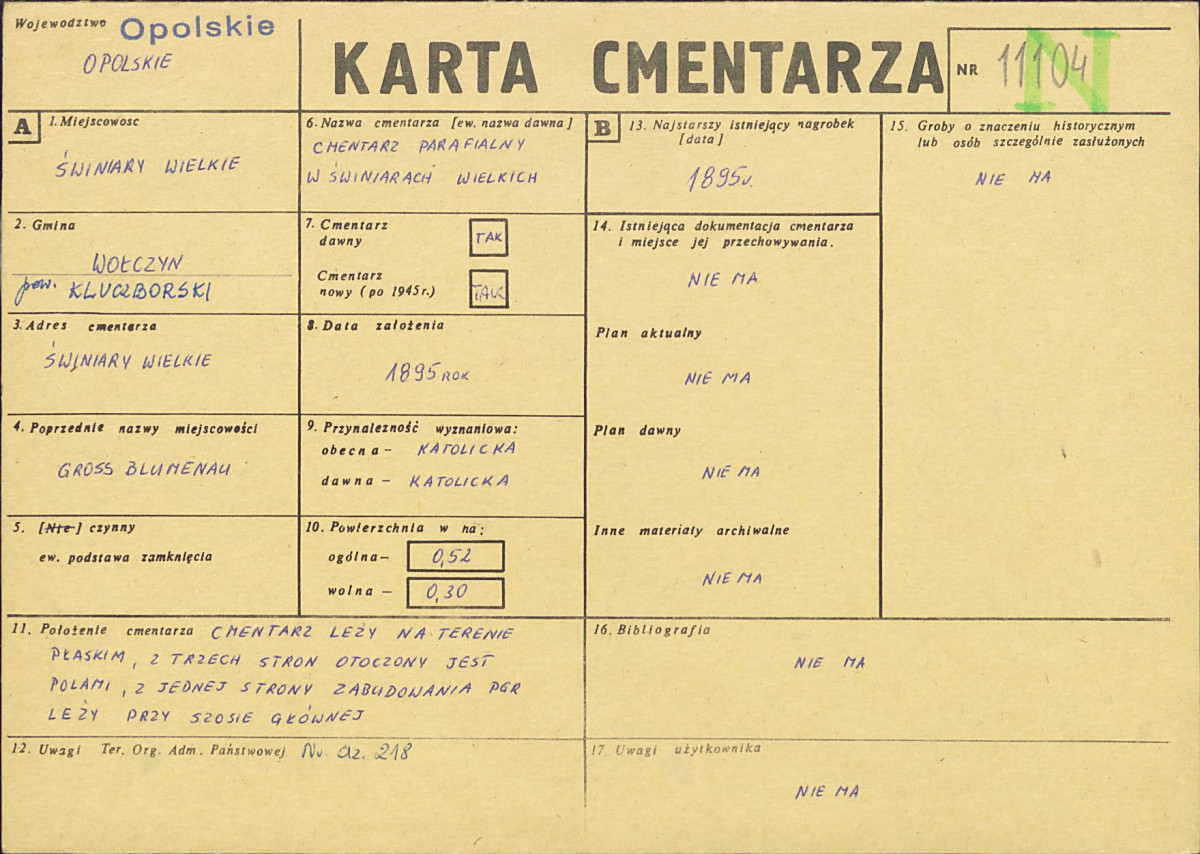 KC - Karta cmentarza, skan nr 1