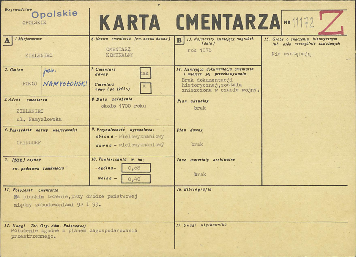 KC - Karta cmentarza, skan nr 1