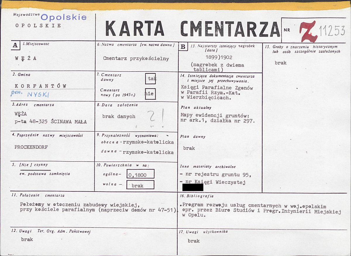 KC - Karta cmentarza, skan nr 1