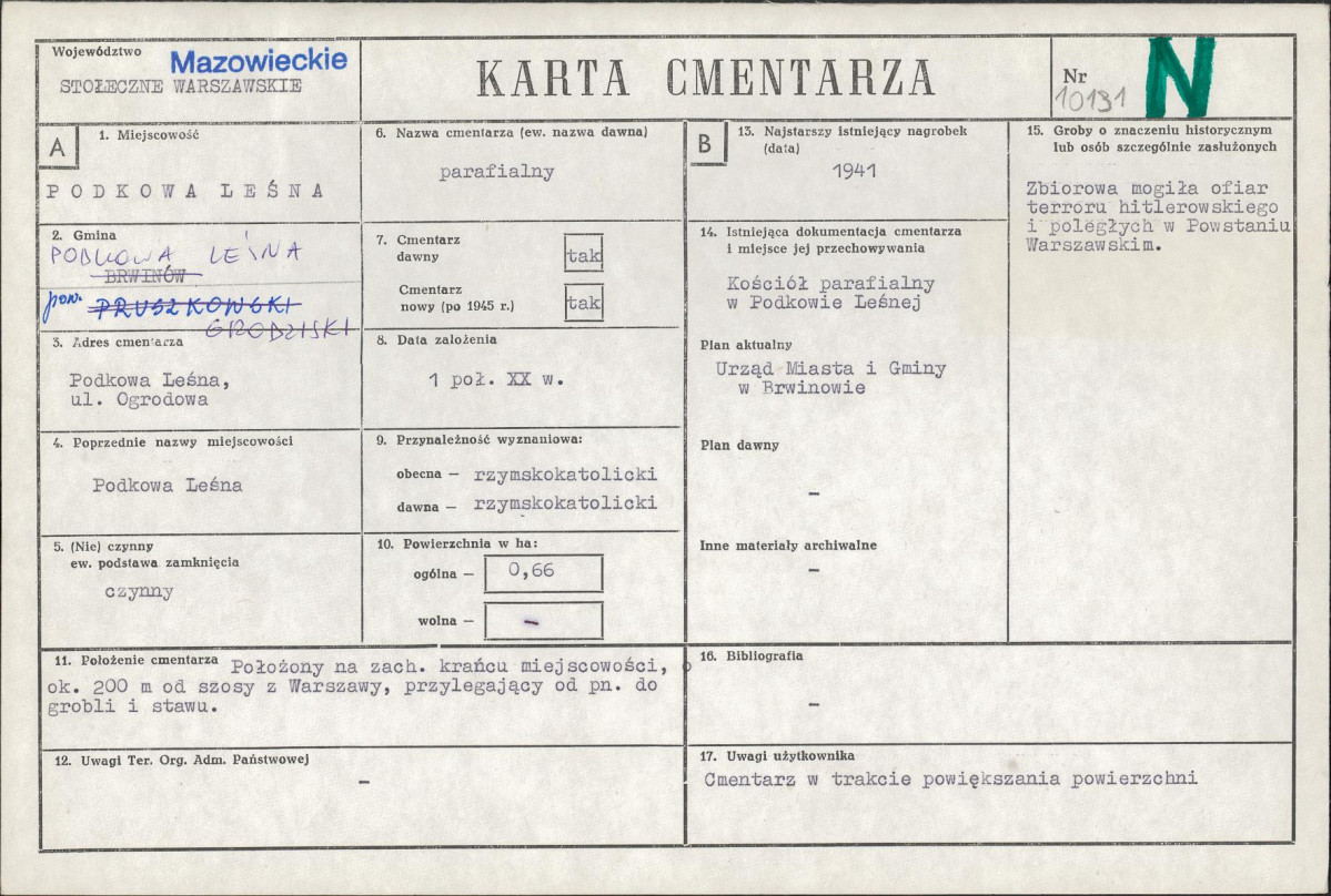 KC - Karta cmentarza, skan nr 1