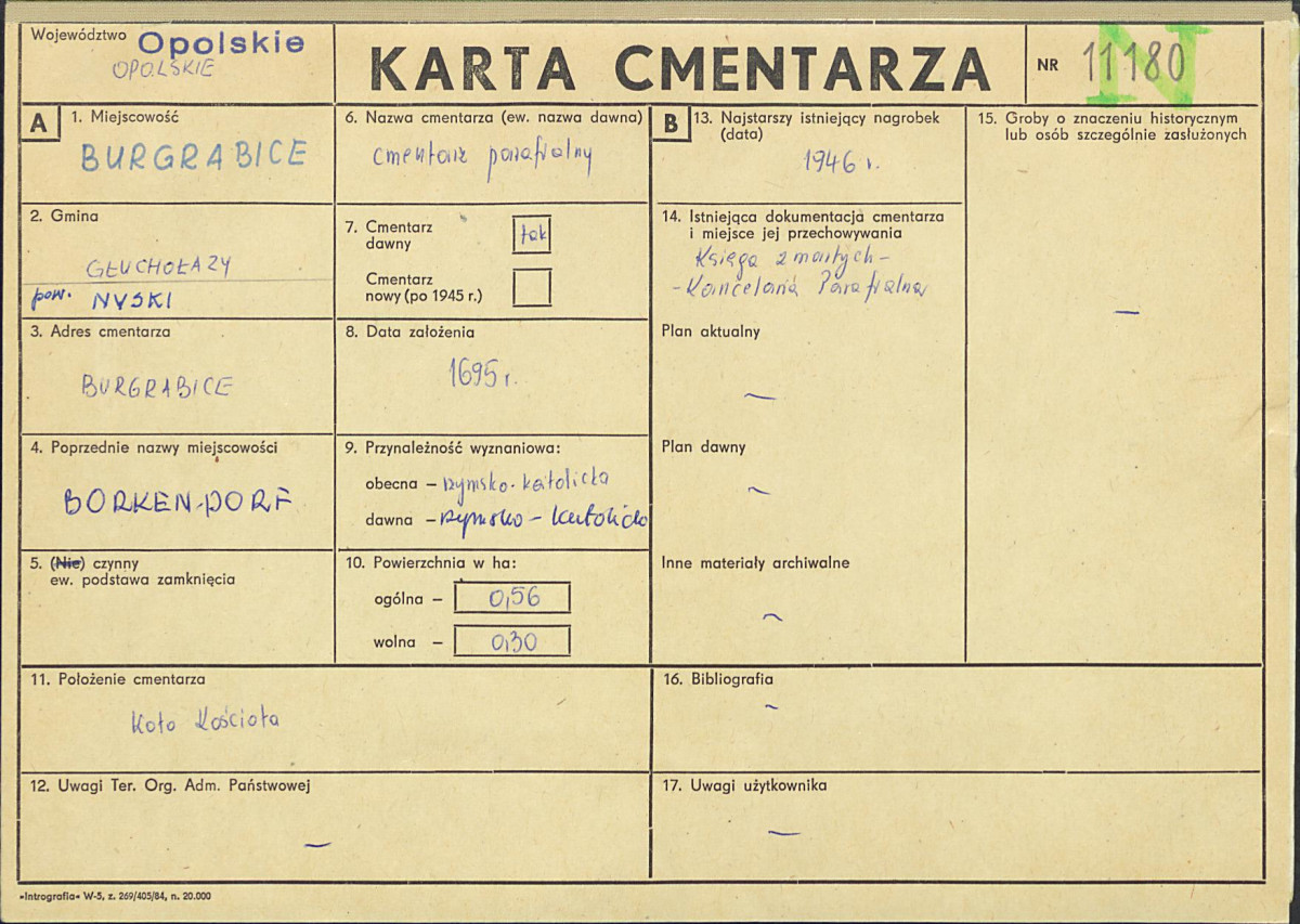 KC - Karta cmentarza, skan nr 1
