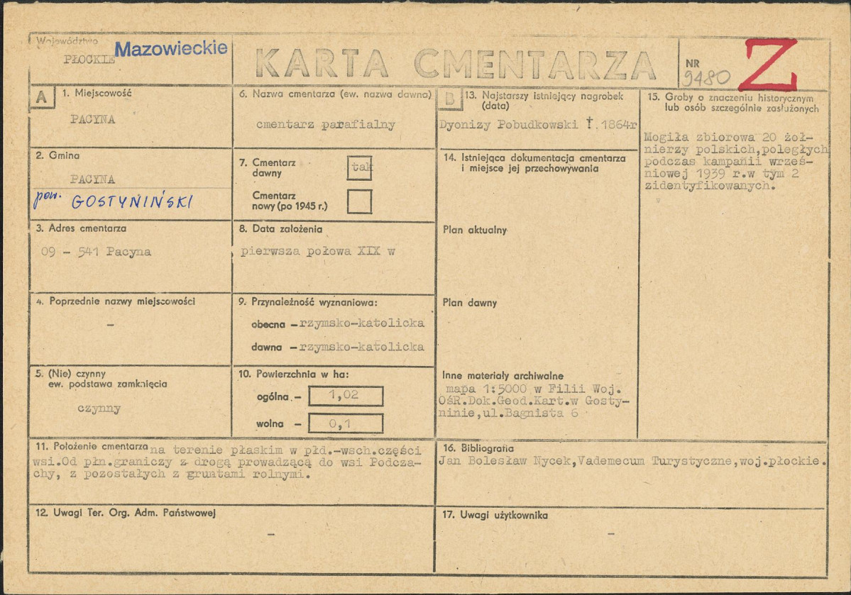 Karta cmentarza, skan nr 1